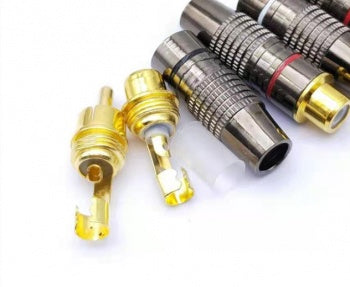 Gold Plated Female RCA Phono Plugs - Solder Fit (Pair)